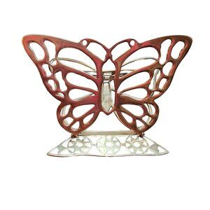 Vintage Ornate Solid Fritz Brass Butterfly Book Holder Hollywood Regency Glam Co